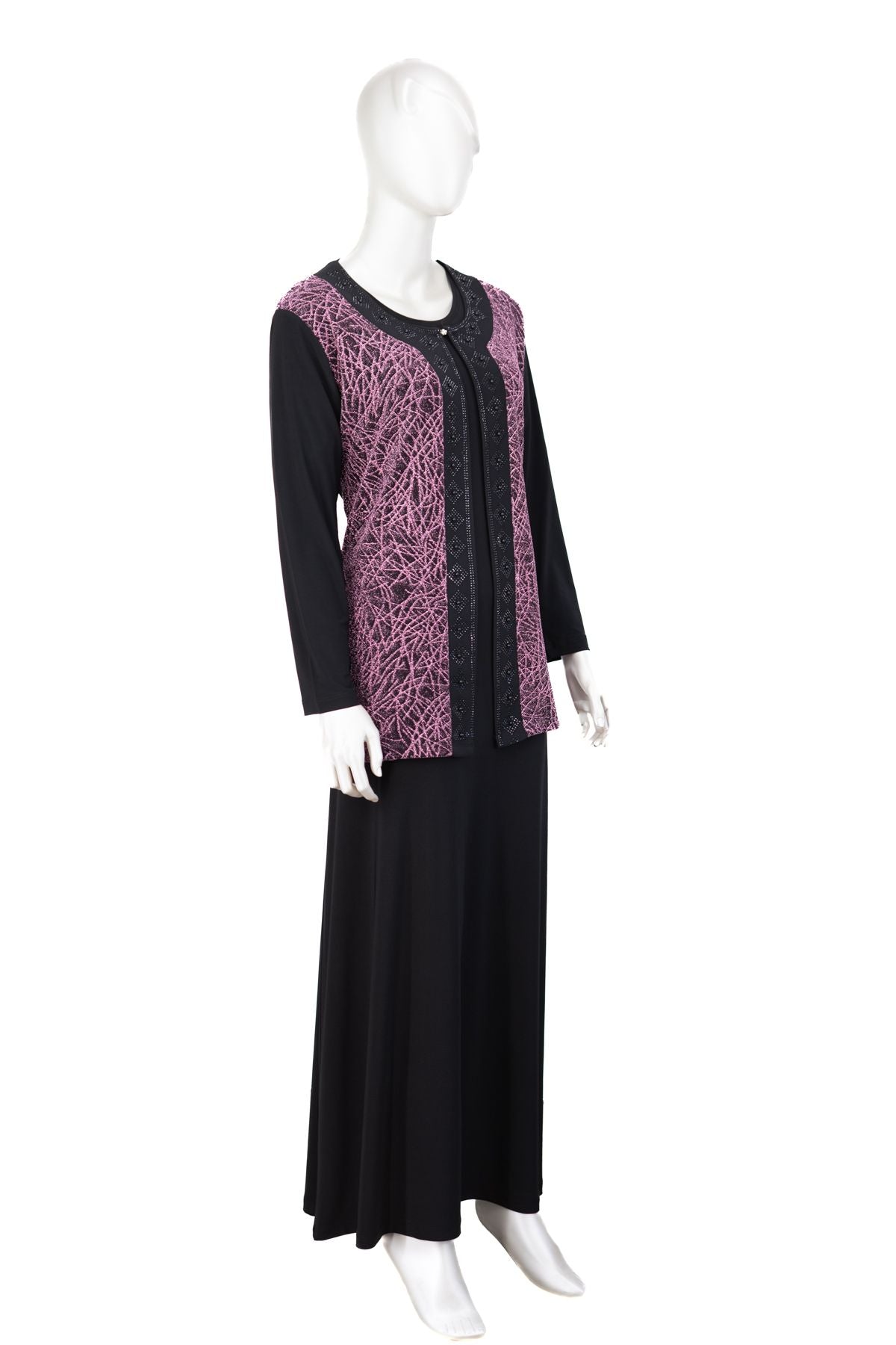 Kadın Sandy Kumaş içli Dışlı Takım Anne Abiye Elbise Şık Simli ve Broşlu Tam Kalıp Likralı